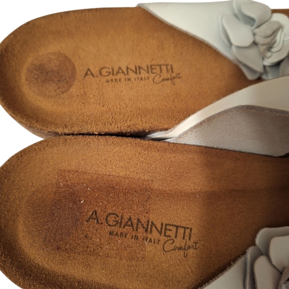 A. Giannetti Comfort Leather Flower Sandals Made in Italy Cork Wedge SEE AD - Picture 4 of 4